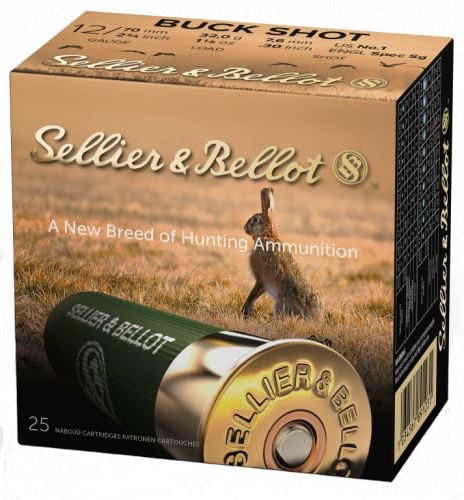 Sellier & Bellot Hunting 12Gauge 2.75 12Pellets 1 1/8oz 1Buck Shot 25 Box/10 Case