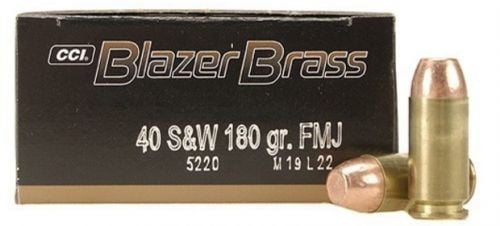 CCI Blazer Brass Full Metal Jacket 40 S&W Ammo 180 gr 50 Round Box