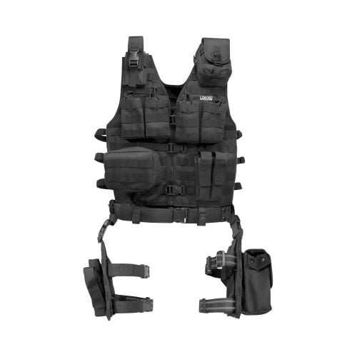 Barska QI12016 VX-100 Tactical Vest and Leg Platforms One Size Fits Most Black