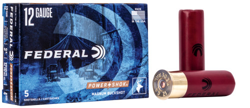 Federal Power Shok 12 Ga. 3  41-Pellets #4 Lead Buckshot 5rd box