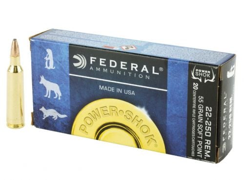 Federal Power-Shok Soft Point  22-250 Remington Ammo  55gr 20rd box