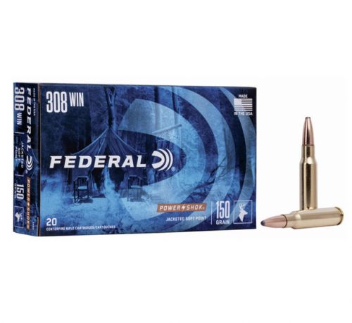 Federal Standard Power-Shok Jacketed Soft Point 308 Winchester Ammo 150 gr 20 Round Box