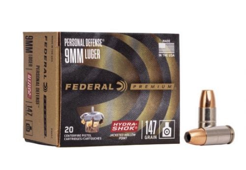 Federal Hydra-Shok Jacketed Hollow Point 20RD 147gr 9mm