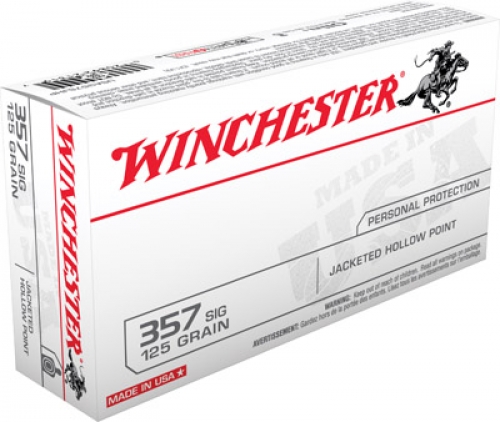 Winchester 357 Sig Sauer 125 Grain Jacketed Hollow Point 50rd box - USA357SJHP