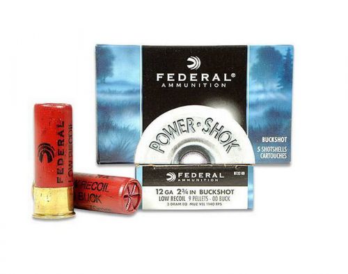 Federal Standard Power-Shok Buckshot 12 Gauge Ammo 2.75 9 Pellet 5 Round Box