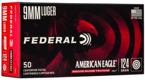 Federal American Eagle IRT Total Metal Jacket 9mm Ammo 50 Round Box