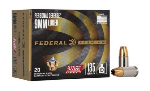 Federal Hydra-Shok Jacketed Hollow Point 20RD 135gr 9mm