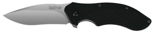 Kershaw 1605 Clash 3.10 Folding Drop Point Plain Bead Blasted 8Cr13MoV SS Blade Black Flipper Handle Includes Pocket Clip