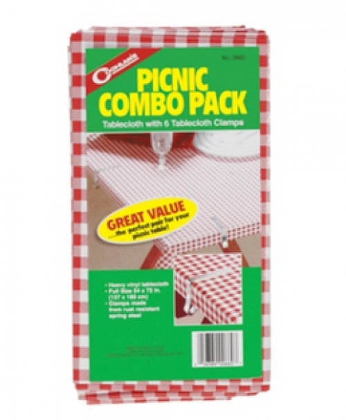 Picnic Tablecloth and 6 Clamps 54x72 Inches