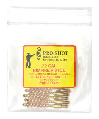 Brass Core-Bronze Bristle Pistol Length Bore Brush .22 Caliber