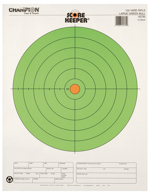 Scorekeeper Bulleye Targets Green With Orange Bullseye 100 Yards