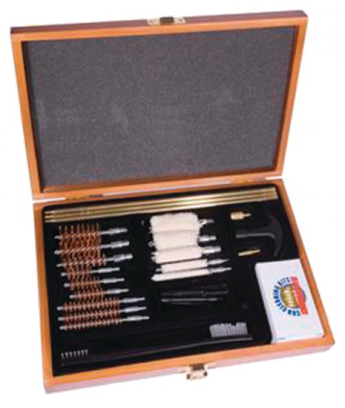 Gunmaster Universal Select Cleaning Kit Wooden Case .22 cal and larger 30 p