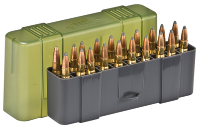 Slip Top Large Rifle Ammo Case 20 Round Gray/Green