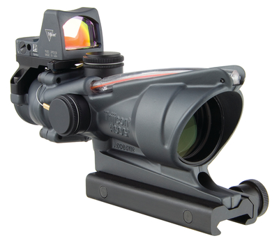 ACOG 4x32 Dual Illuminated Red Chevron .223 Ballistic Reticle and 3.25MOA RMR Red Dot Sight Combo Cerakote Sniper Gray