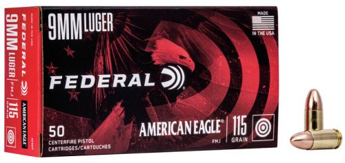 FED AMERICAN EAGLE 9MM 115GR FMJ TRAYLESS 50/20