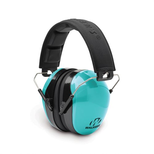 Walkers Passive Advanced Protection Muff Polymer 26 dB Over the Head Aqua Blue Ear Cups with Black Headband Adult