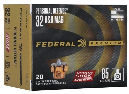 Federal Premium Hydra-Shok Deep Ammo, 32H&R, 85 Grain, Jacketed Hollow Point, 20 Rounds