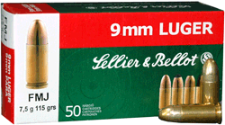 S&B AMMO 9MM LUGER 115GR. FMJ - 912 S&B AMMO 9MM LUGER 115GR. FMJ - 912