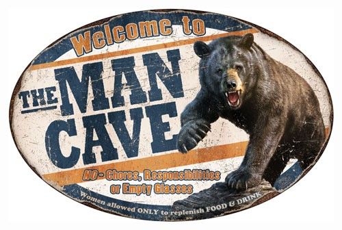 RIVERS EDGE MAN CAVE BEAR TIN