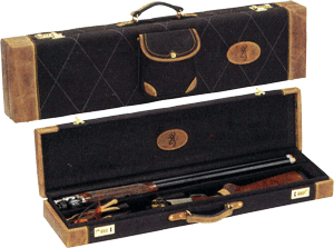 Browning Lona Canvas/Leather Fitted Over & Under Shotgun Case Fits up to 34" Barrels Black/Brown - 1423889912