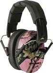 Walkers GWPFPM1PKMO Pro Low Profile Muff Polymer 22 dB Folding Over the Head Mossy Oak Pink Camo Ear Cups with Black Headband A