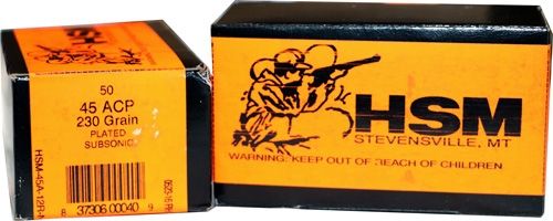 HSM Lead Round Nose 45 ACP Ammo 230 gr 50 Round Box Subsonic