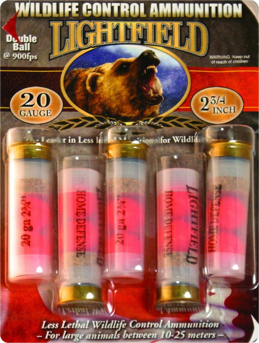 Lightfield Wildlife Control Mid-Range Rubber Ball 20 Gauge Ammo 2 3/4 5 Round Box