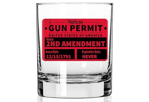 2 Monkey Whiskey Glass Gun Permit