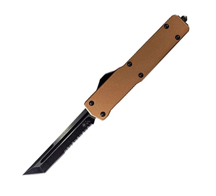 Templar Knife Slim OTF 3.5 Black Serrated Tanto BRONZE