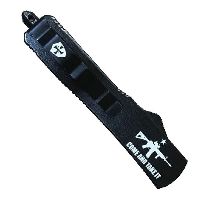 Templar Knife Slim Come And Take It OTF 3.5 Black Plain Edge Drop Point