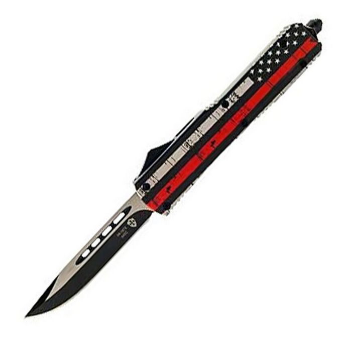 Templar Knife Slim Back the Red OTF Knife 3.5 Black SS Plain Drop Point