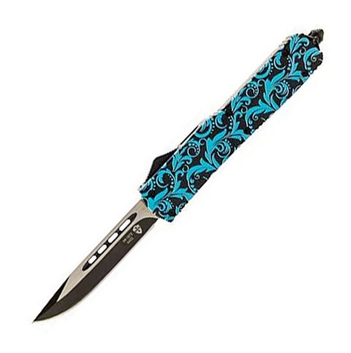 Templar Knife Slim Teal Maiden OTF Knife 3.5 Black SS Plain Drop Point