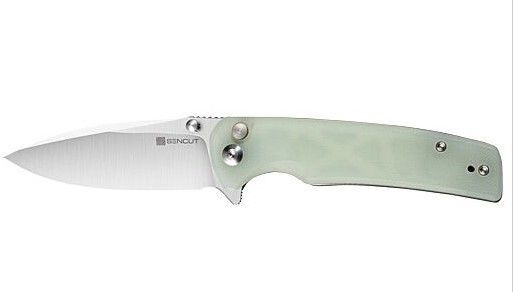 SENCUT Sachse Button Lock Knife 3.47 Drop Point Natural G10