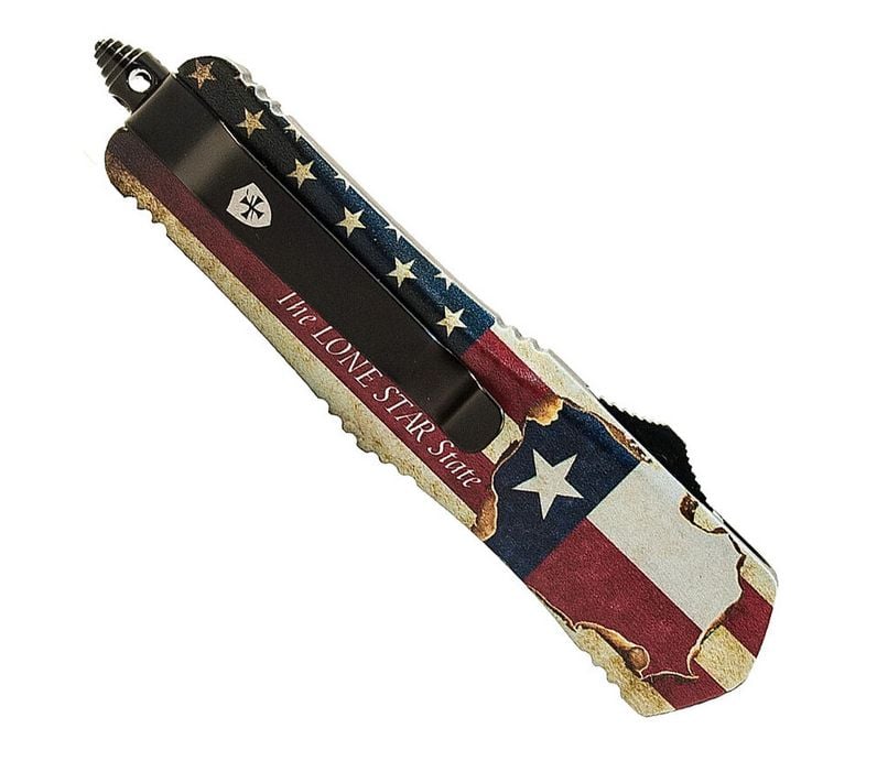 Templar Knife Mini OTF 2.75 Plain Edge Drop Point Lone Star State Design