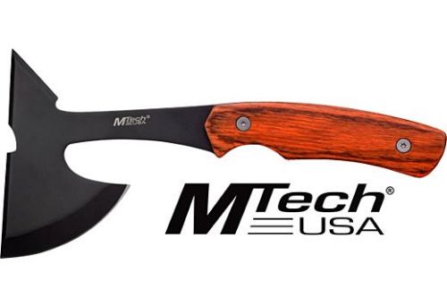 Mc Mtech 9 Tomahawk W/sheath 3 Black Blade Pakkawood Hndl