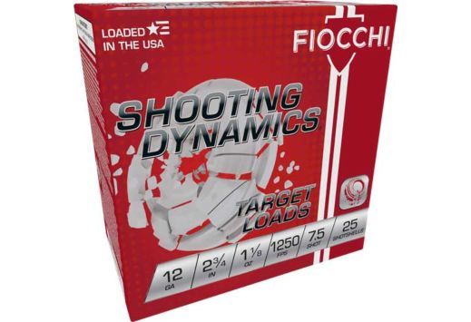 Fiocchi Shooting Dynamics 12ga Shotshells 2.75 1-1/8 oz, 7.5 Shot, 1250 fps, 25rd Box