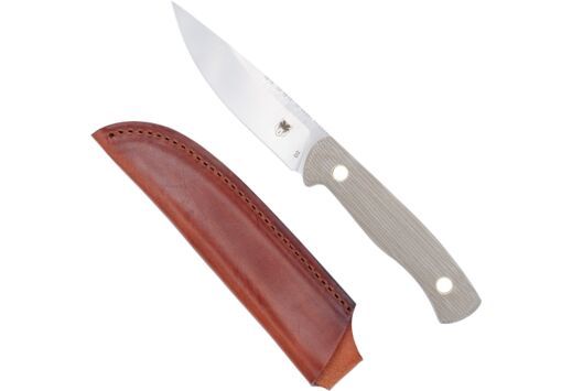 COBRATEC KOONSMAN 4 FIXED BLD TAN D2 W/LEATHER SHEATH