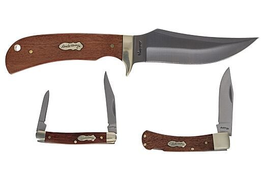 UNCLE HENRY KNIFE 3-PC FIXED/FOLDER COMBO W/TIN PROMO Q4