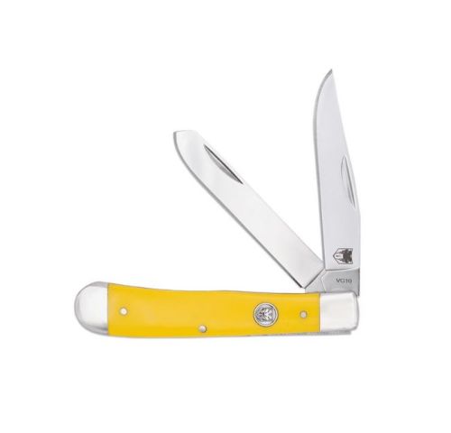 Cobratec Traditional Two Blade Trapper Yellow Delrin Handle
