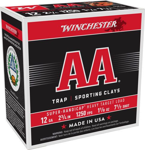 Winchester AA 12 Gauge, 2.75, 1-1/8oz, #7.5 Shot, 250 Round Case