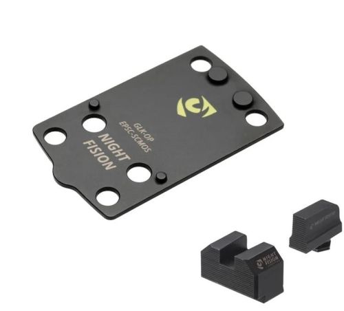 Night Fision Precision Optic Plate + ORS Sights COMBO PACK: For Glock Slimline (43/43x/48) MOS to EPS Carry Footprint