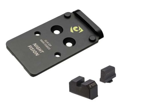 Night Fision RMR Cut Adapter Plate + Blacked Out Sights Combo GLK-OPBS-RMR-MOS-ZXZX Optic Cut: For Glock MOS