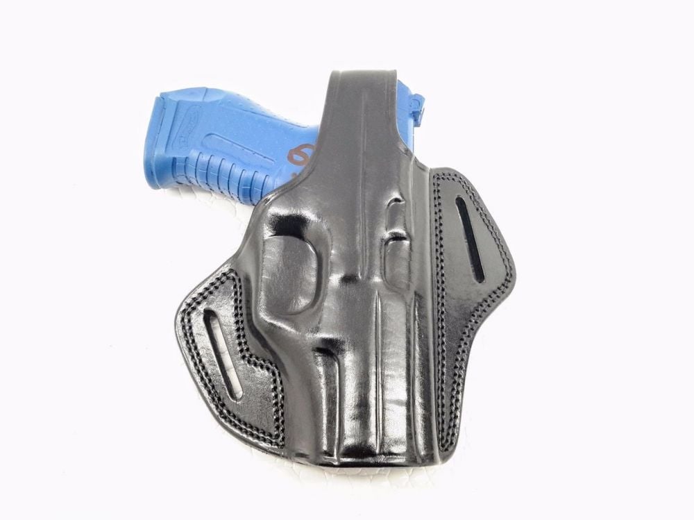 Black / Right HK45 COMPACT OWB Thumb Break Leather Belt Holster - Choose your Color & Hand
