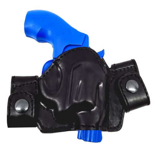 Black OWB Snap-On Leather Open Top Holster Fits Smith & Wesson 642