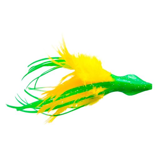 No Alibi Dolphin Delight Trolling Lure, Green/Yellow Skirt, 1.5 oz Head, 6, 7/0 Hook