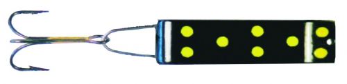 Jakes Spin-A-Lure aka Lil Jake, 1 3/8, 1/6 oz, Sz 7 Hook, Black with Yellow Dot