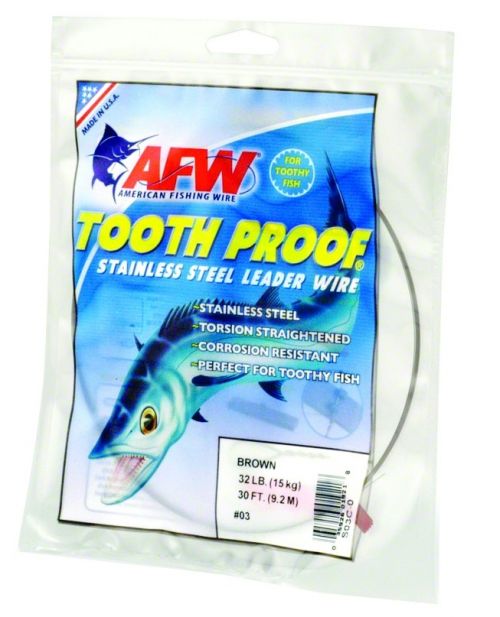 AFW #3 ToothProof Stainless line-32lb, 30ft, camo brown