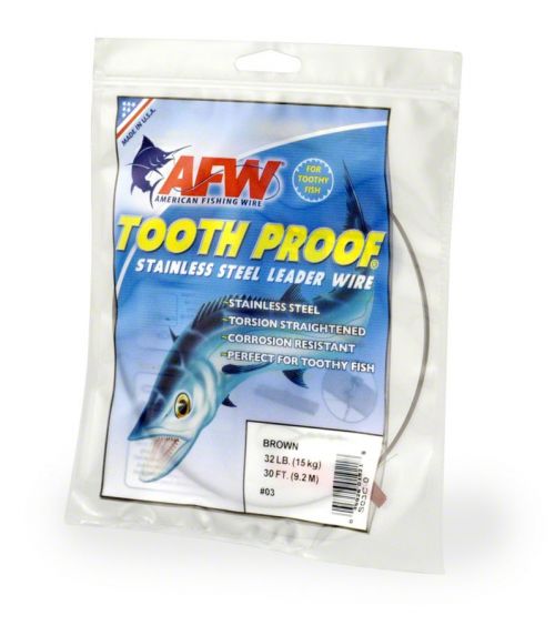 AFW #4 ToothProof Stainless line-38lb, 30ft, camo brown