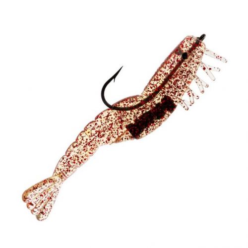 Charlies Pre-Rigged Shrimp Trio 3/Pk Clear Red Glitter