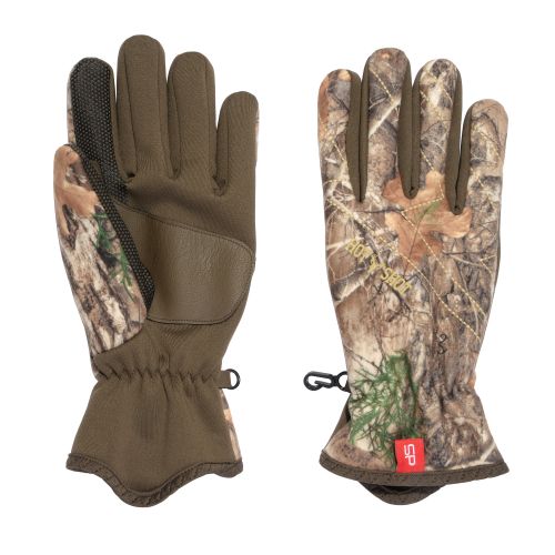 Hot Round Mens 3-layer softshell laminated to TPU Gamestalker STORMPROOF touch glove, Medium, Realtree Edge